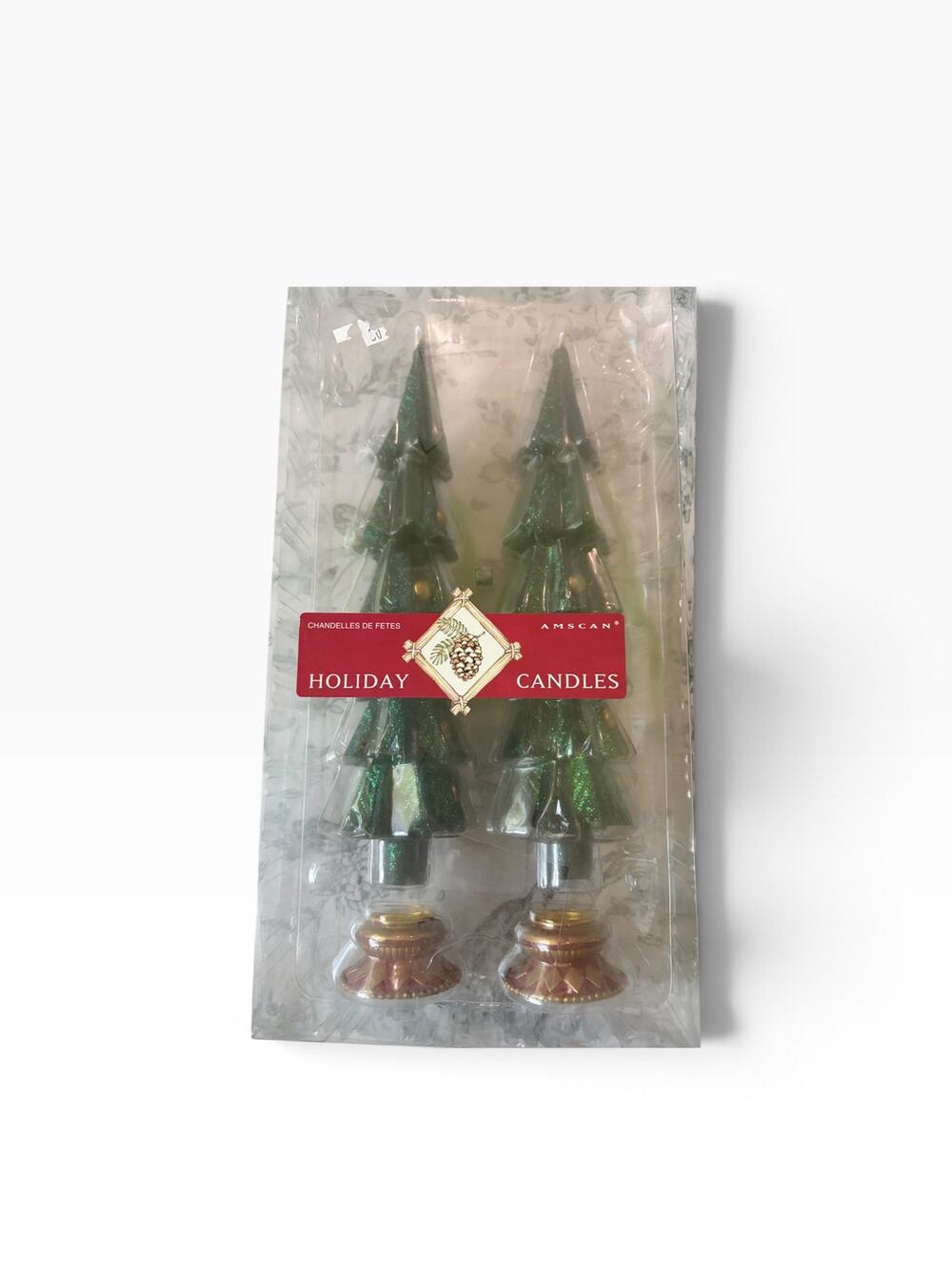 Vintage Amscan Christmas Tree Candle Set - NOS New In Pack Holiday Decor 1980s